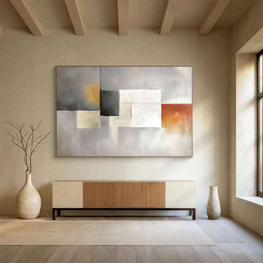 Gray Color Blocks Art for Elegant Home Library & Modern Office SC378