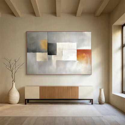 Gray Color Blocks Art for Elegant Home Library & Modern Office SC378