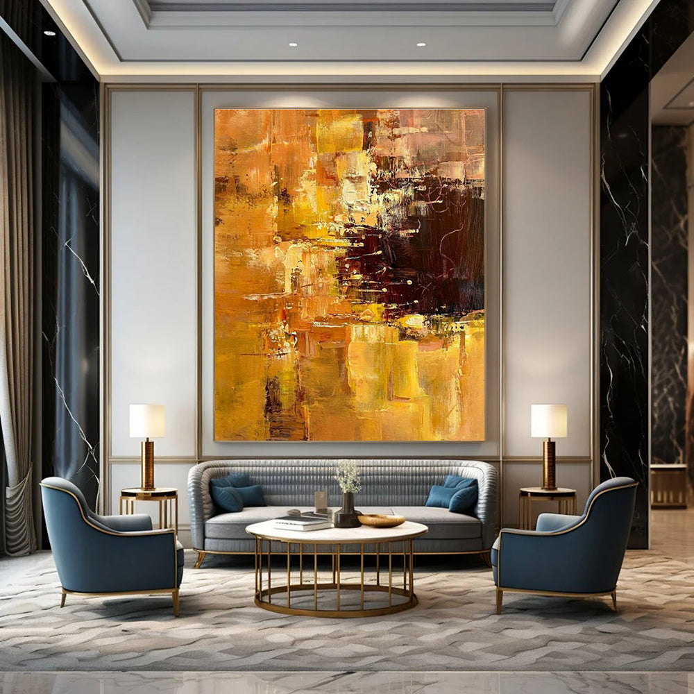 Golden Abstract Art for Dining Room & Living Room DLZ0324