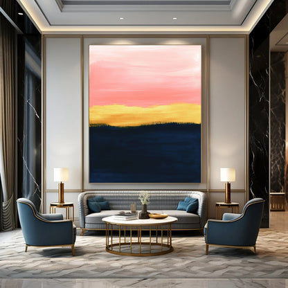 Pink and Gold Sunset Art for Coastal Home Living Area & Wellness Spa STSC1345
