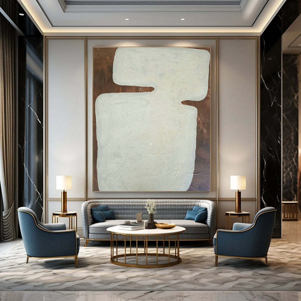 White Geometric Abstract Art for Art Gallery Exhibition & Home Guest Room DLZ1089