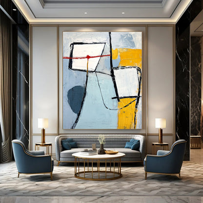Blue and Yellow Abstract Forms for Coastal - Themed Home & Bright Office Space STSC613