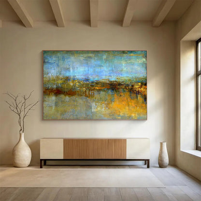 Blue - Yellow Urban Abstract Art for Modern Office DLZ2756