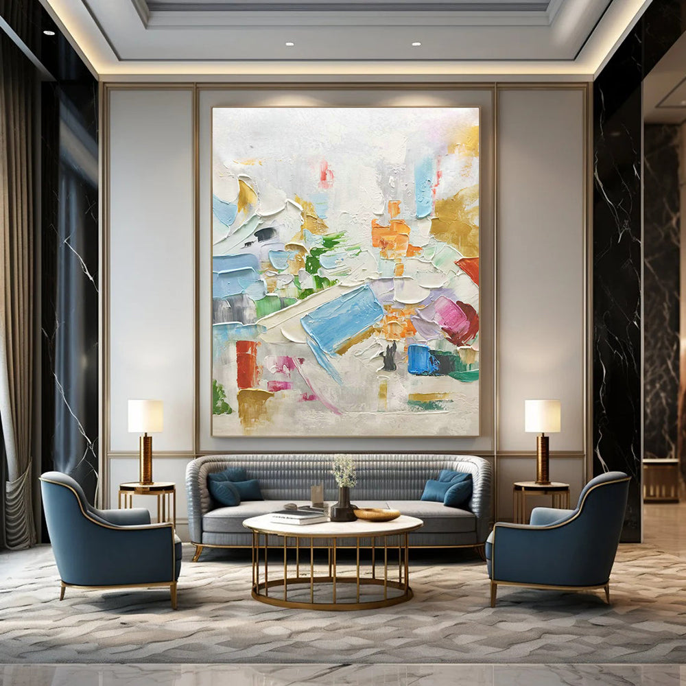 Thick - Painted Color Abstract Art for Creative Coworking Space & Eclectic Home Living Room DLZ1607