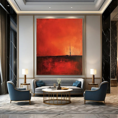 Red Abstract Landscape Art for Bold Corporate Office & Dramatic Home Theater STSC1377