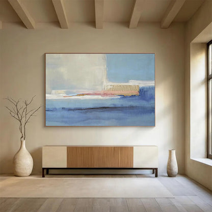 Sleek Blue - Pink Geometric Abstract Art for a Modern Hallway’s Stylish First Impression DLZ2791