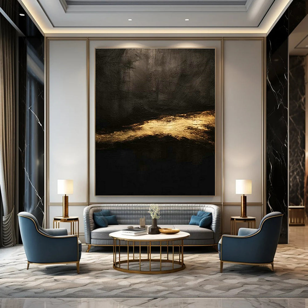 Black - Gold Abstract Art for Bedroom & Dining Room DLZ0351