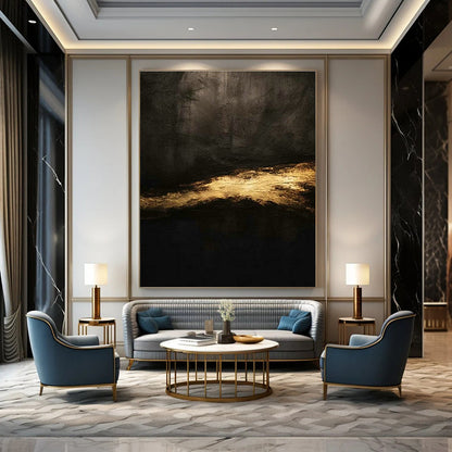 Black - Gold Abstract Art for Bedroom & Dining Room DLZ0351