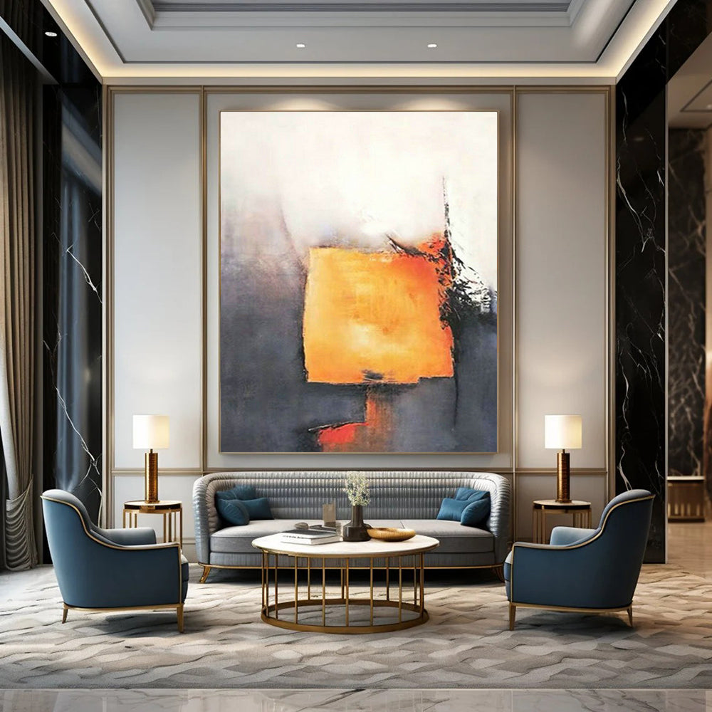 Orange - Gray Geometric Abstract for Industrial - Modern Office & Bold Home Entryway DLZ0929