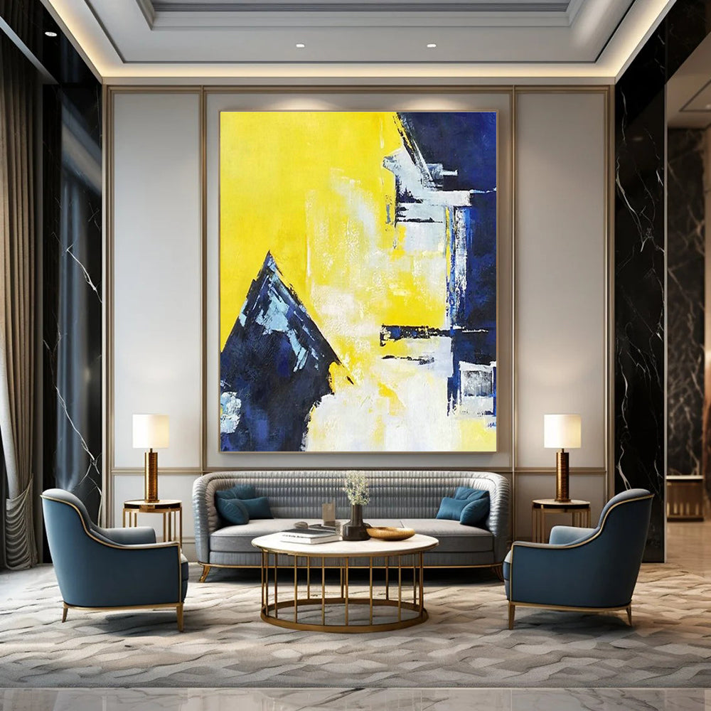 Yellow - Blue Abstract Art for Office & Living Room DLZ0327