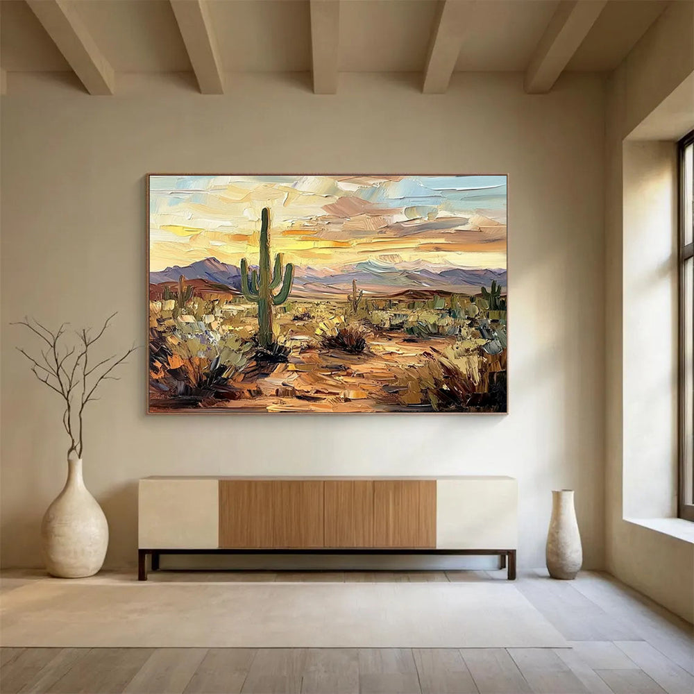 Desert Cactus Sunset Art for Southwest - Themed Hotel Lobby Displays DLZ3192