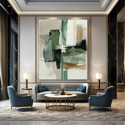 Calming Green - Gray Abstract Art for Wellness Spa & Scandinavian Bedroom DLZ1638