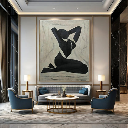 Black Yoga Pose Silhouette Art for Wellness Center & Minimalist Bedroom DLZ2265
