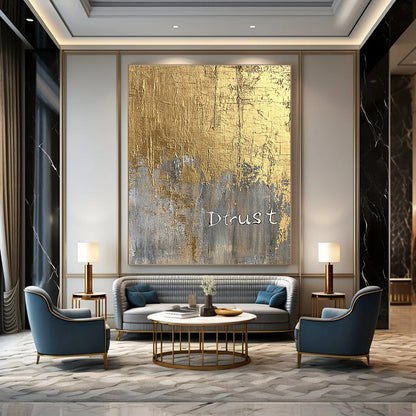 Gold and Gray “Dtrust” for Modern Office Reception & Sophisticated Home Study STSC1003