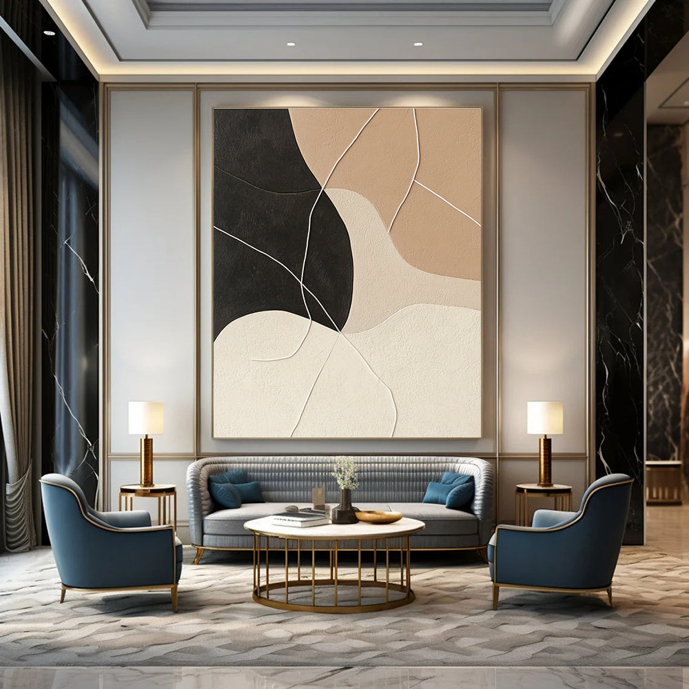 Textured Neutral Abstract Shapes for Minimalist Living Room & Contemporary Art Studio STSC468