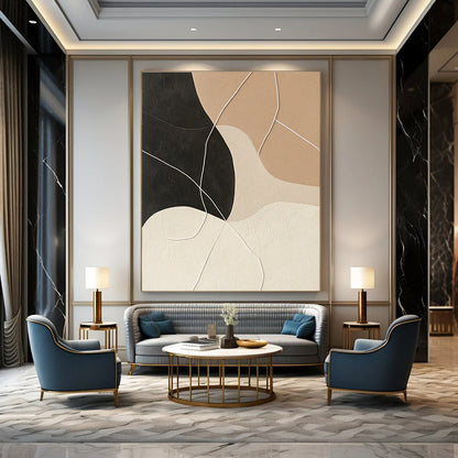 Textured Neutral Abstract Shapes for Minimalist Living Room & Contemporary Art Studio STSC468