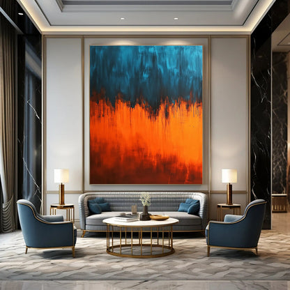 Blue and Orange Dripping Abstract for Creative Studio & Vibrant Bar STSC385