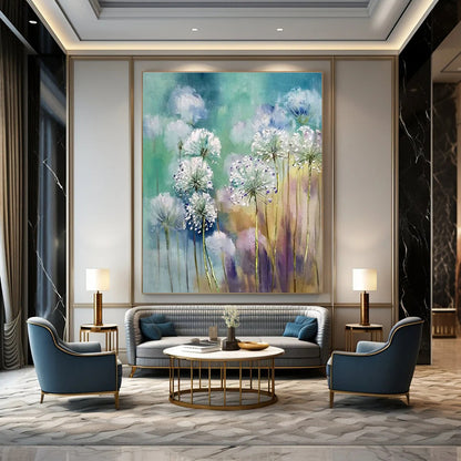 Dandelion Floral Oil Painting for Garden - Themed Tea Room & Feminine Home Bedroom DLZ1596
