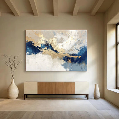 Blue - Gold Mountain Abstract for Spa Retreat & Contemporary Home SC023