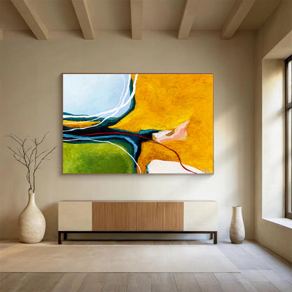 Yellow - Blue Intertwined Abstract for Modern Living Room DLZ2936