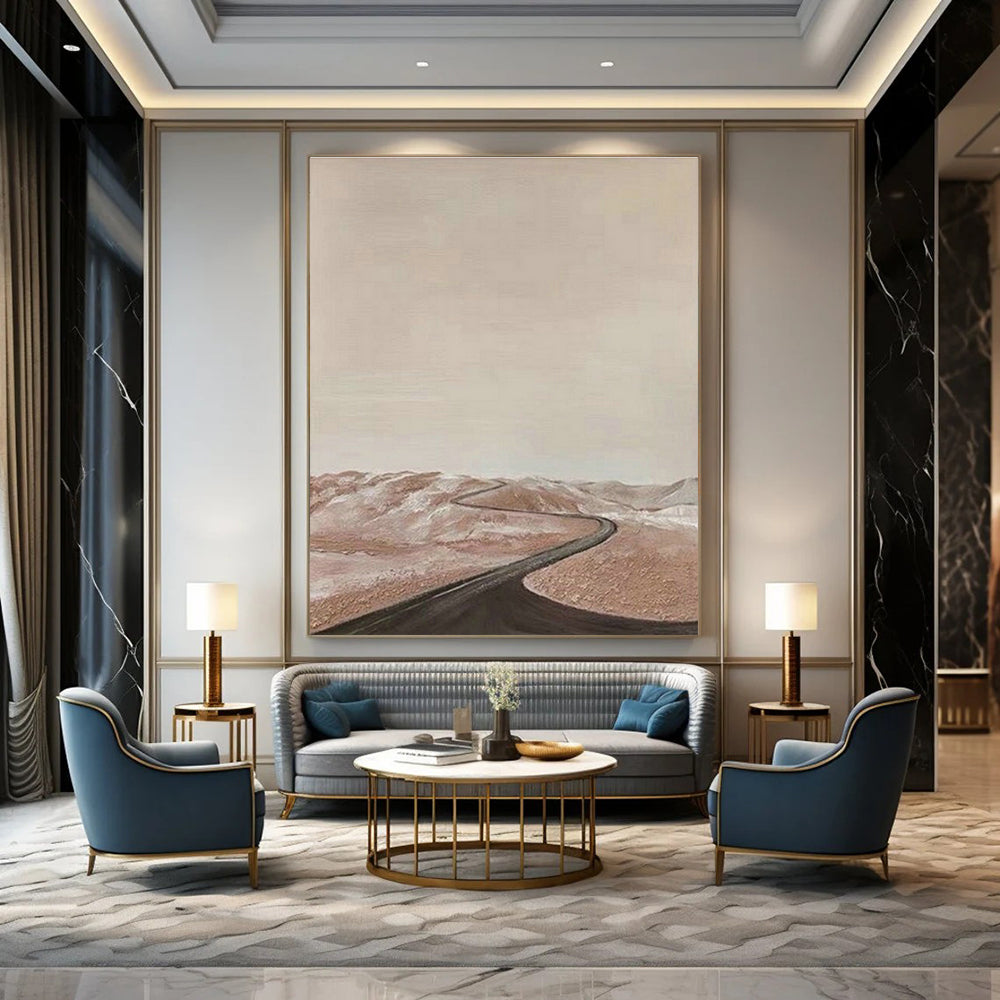 Desert Road Abstract Art for Modern Travel Agency & Minimalist Home Office DLZ1510
