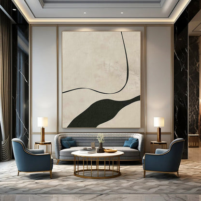 Black Curved Line Abstract Art for Bedroom & Living Room DLZ0407