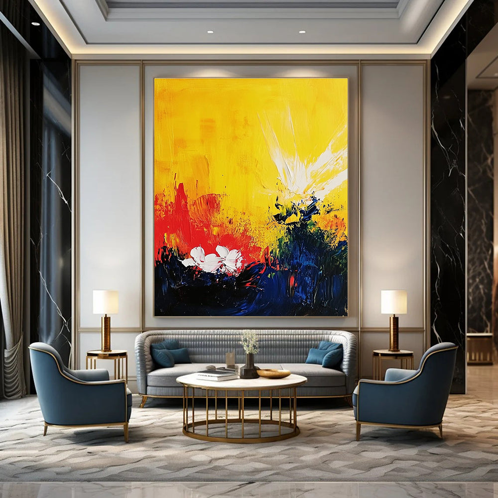 Yellow and Colorful Flower Abstract for Cheerful Kitchen & Bright Home Nursery STSC407