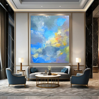 Blue - Yellow Abstract Art for Living Room & Cottage DLZ0336