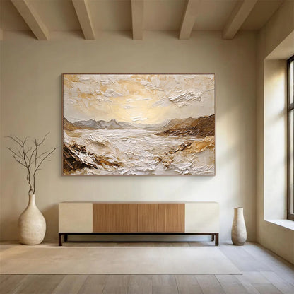 3D Golden Landscape Art for Luxe Living Room with Earthy Tones DLZ2842