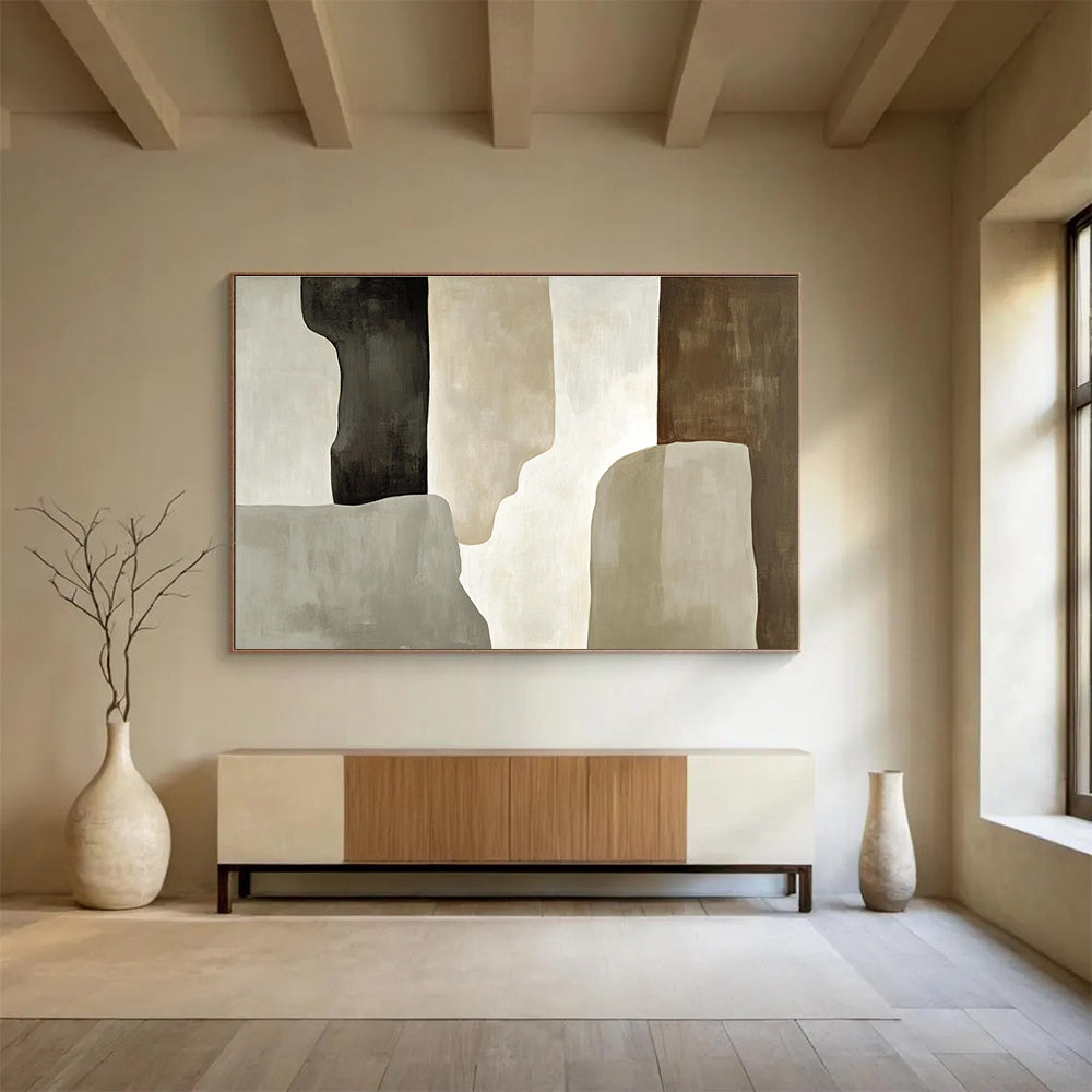 Earth - Toned Abstract Shapes Art for Minimalist Living Room & Modern Office SC280
