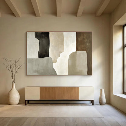 Earth - Toned Abstract Shapes Art for Minimalist Living Room & Modern Office SC280