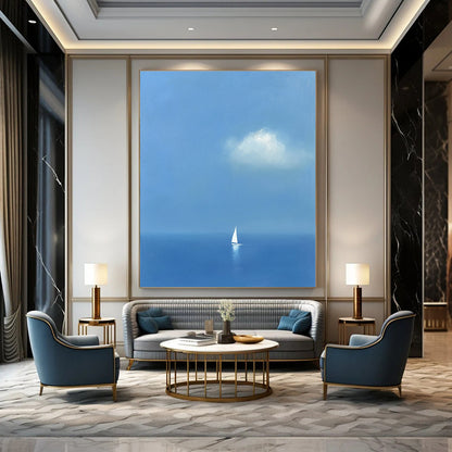 Solitary Sailboat at Sea for Minimalist Living Room & Relaxation Lounge STSC1255