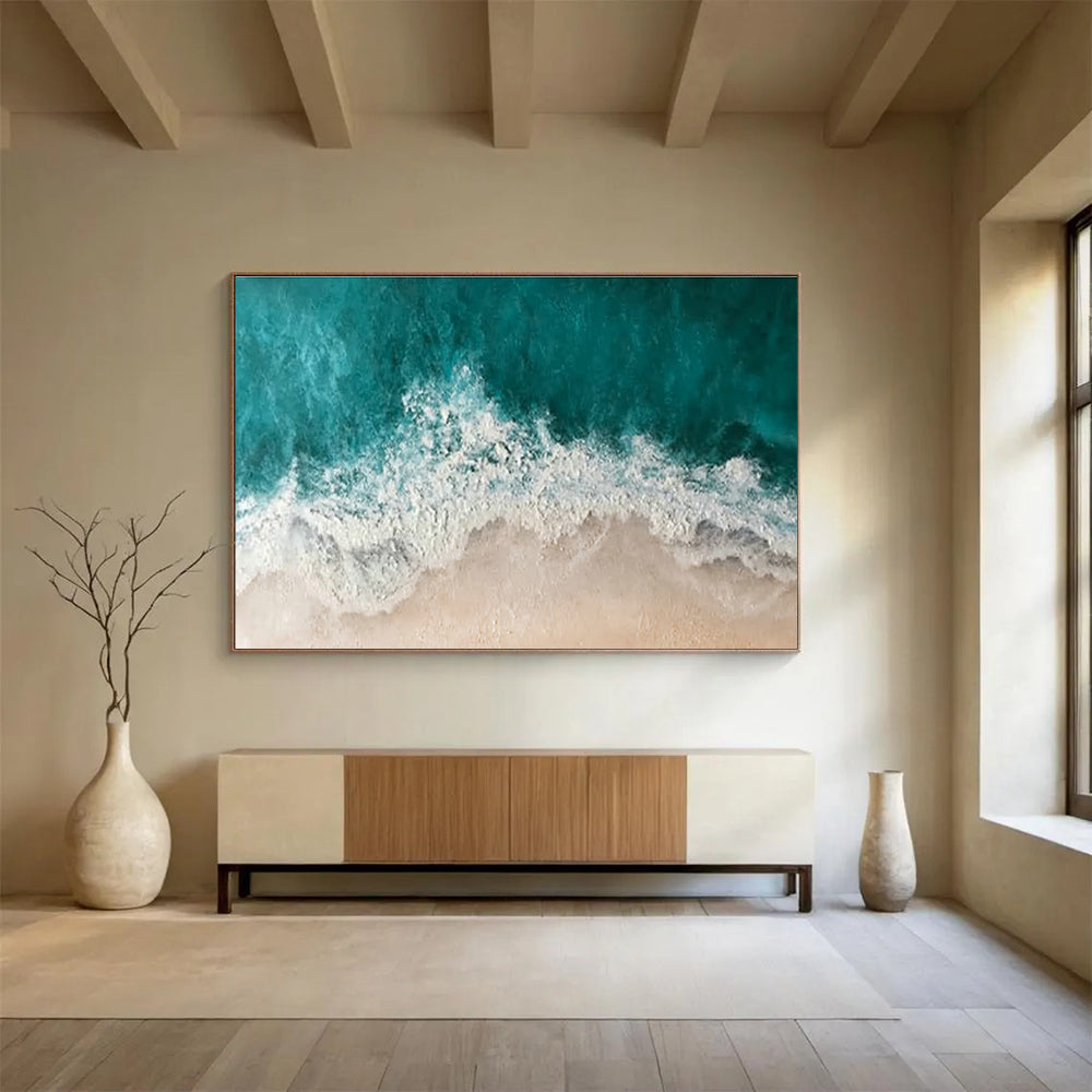 Aerial Ocean Wave & Beach Art for Coastal - Themed Vacation Rentals DLZ3083