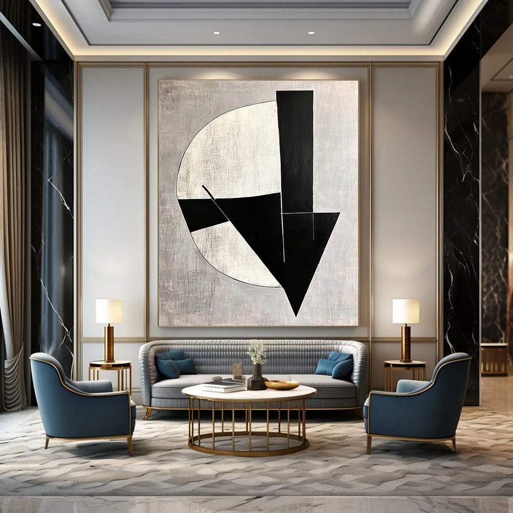 Geometric Abstract in Grey Art for Minimalist Office & Contemporary Art Gallery STSC1112