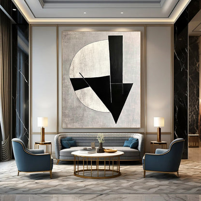 Geometric Abstract in Grey Art for Minimalist Office & Contemporary Art Gallery STSC1112