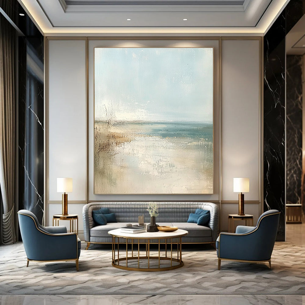 Minimalist Beach Abstract in Soft Tones for Minimalist Bedroom & Meditation Center STSC158