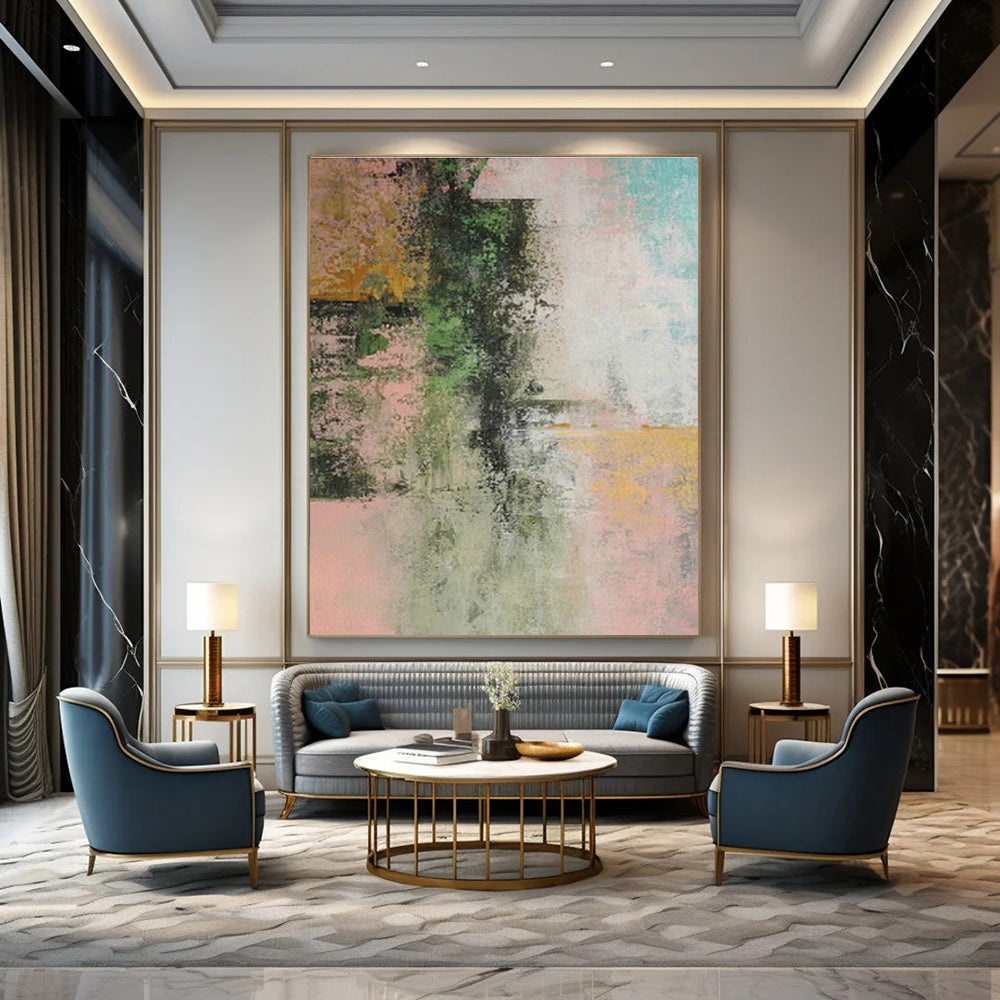 Pink - Green Abstract Art for Home Nursery Relaxation Corners DLZ0044