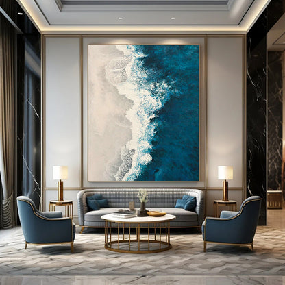 Aerial Ocean Wave Art for Coastal Living Room & Beachfront Café DLZ0731