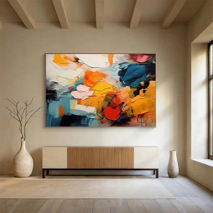Color Block Abstract Art for Contemporary Office Break Room Walls DLZ3215