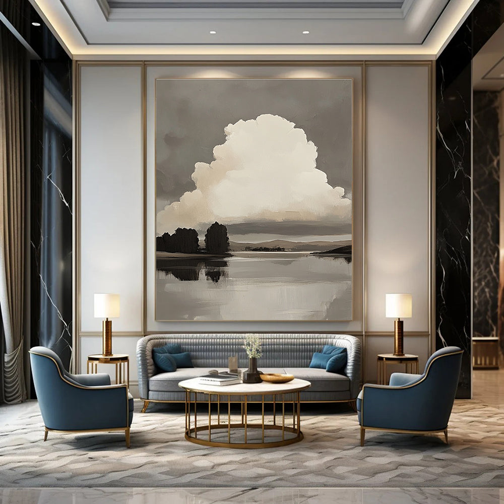 Monochrome Landscape for Rustic Home Office & Art - Loving Library STSC868