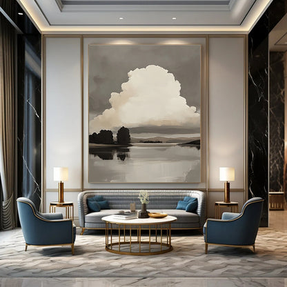 Monochrome Landscape for Rustic Home Office & Art - Loving Library STSC868