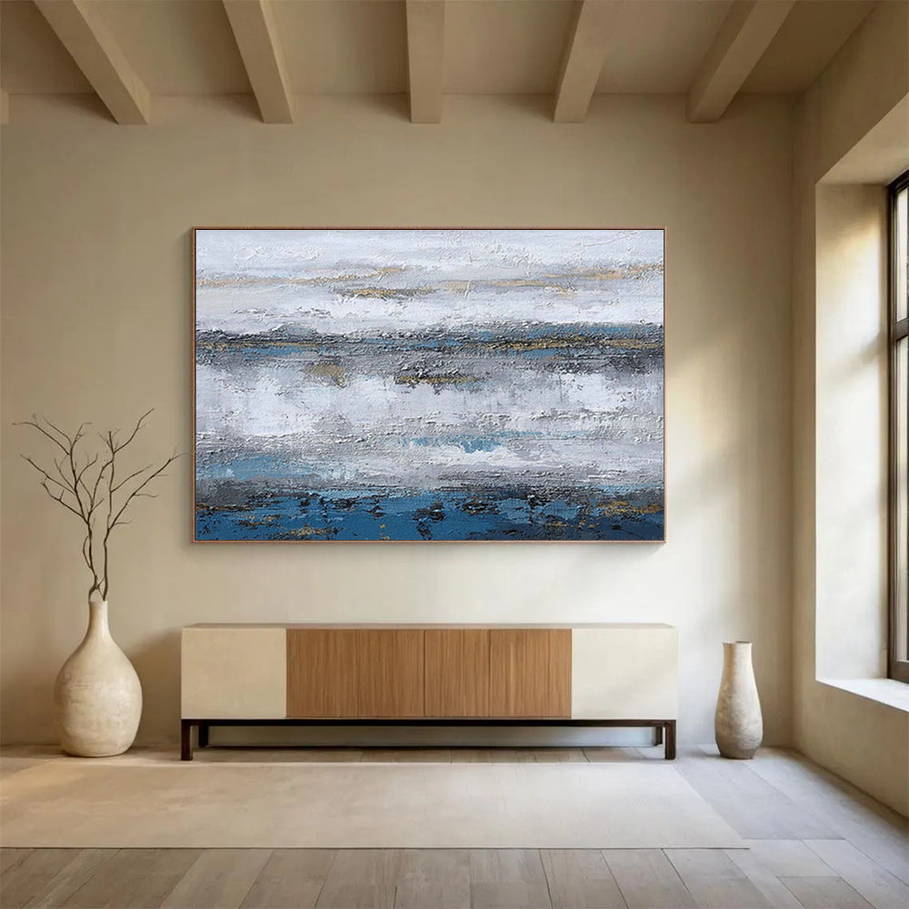 Gray - Blue - Gold Abstract for Luxury Hotel Lobby DLZ2993
