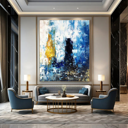 Blue - White - Yellow Abstract Art for Seaside Villa & City Café DLZ0573