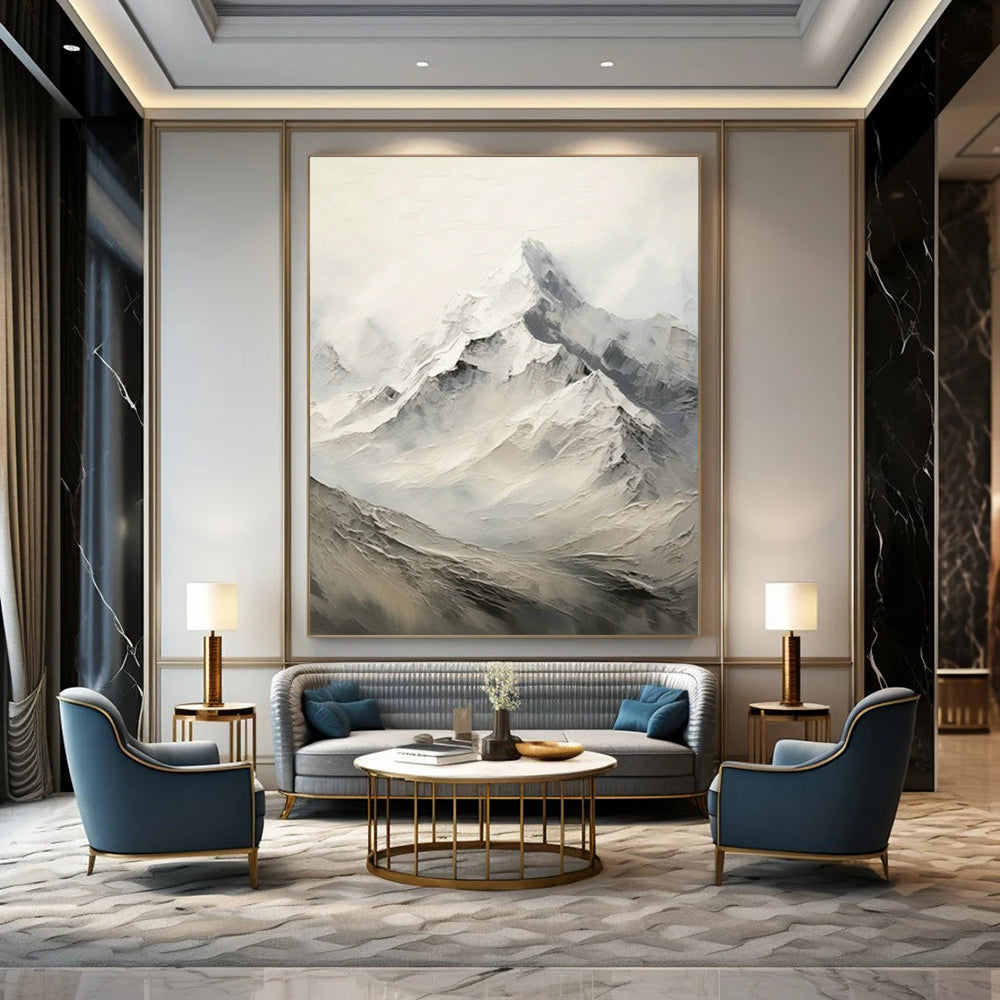 Snowy Mountain Abstract Art for Ski Lodge & Nature - Lover’s Home DLZ1263