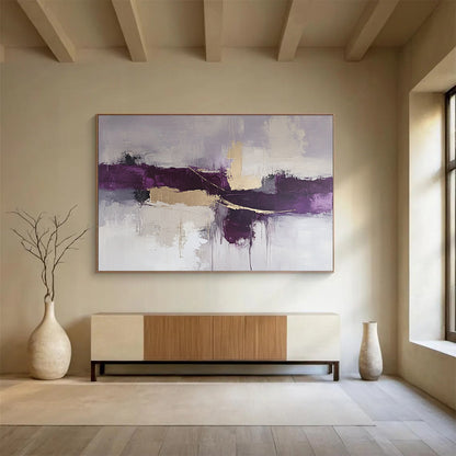Purple Gold Abstract Art for Sophisticated Wine Bar & Art Deco - Style Lounge SC088