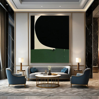 Black - White Geometric Abstract Art for Modern Office & Gallery DLZ1221