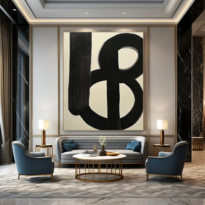 Black and White Abstract Forms for Minimalist Home Office & Contemporary Art Showroom STSC378