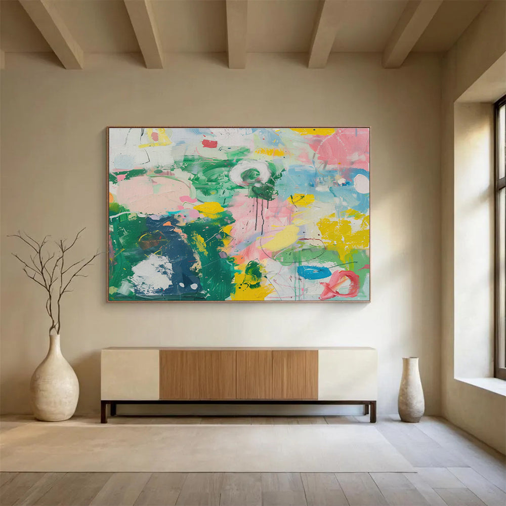 Vibrant Abstract Garden Art for Lively Kitchen Nook DLZ2866