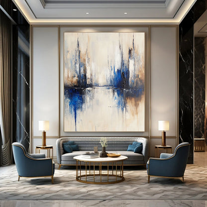 Blue - Beige City Abstract Art for Architect’s Studio & Urban - Themed Restaurant STSC134