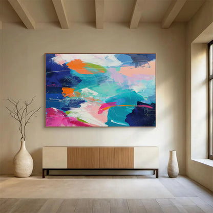 Blue - Pink Clash Abstract Art for Modern Living Room DLZ2873